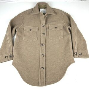 Aritzia Wilfred Free 100% Merino Wool The Ganna Shirt Jacket Beige Women's 2XS